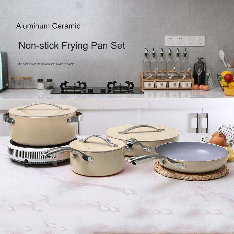 KALA 7pcs blue /beige cookware set