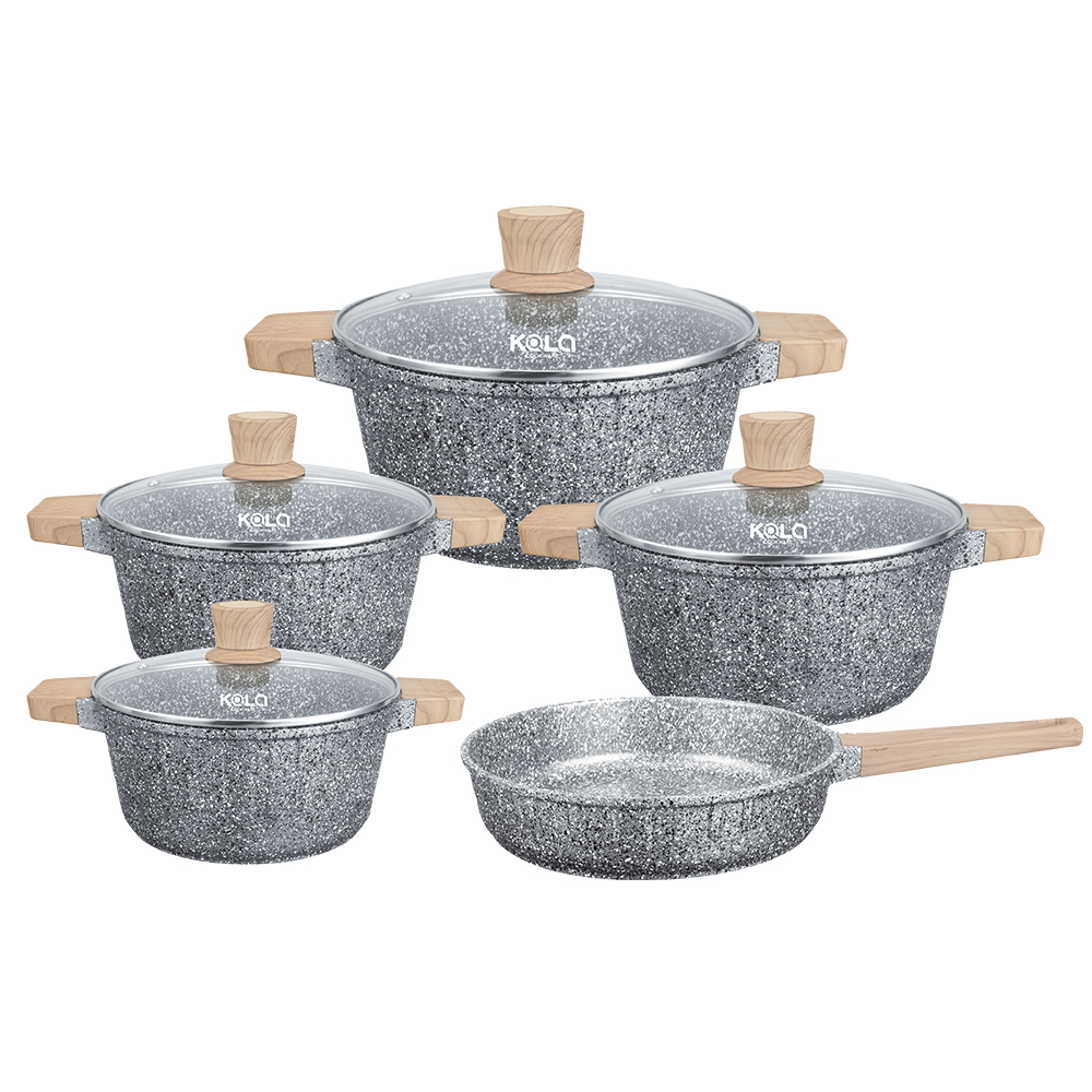 KALA covered  Casserole wooden handles&knob Red/Grey