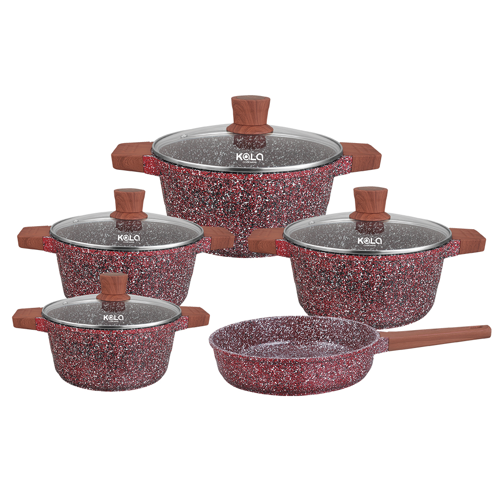 KALA covered  Casserole wooden handles&knob Red/Grey