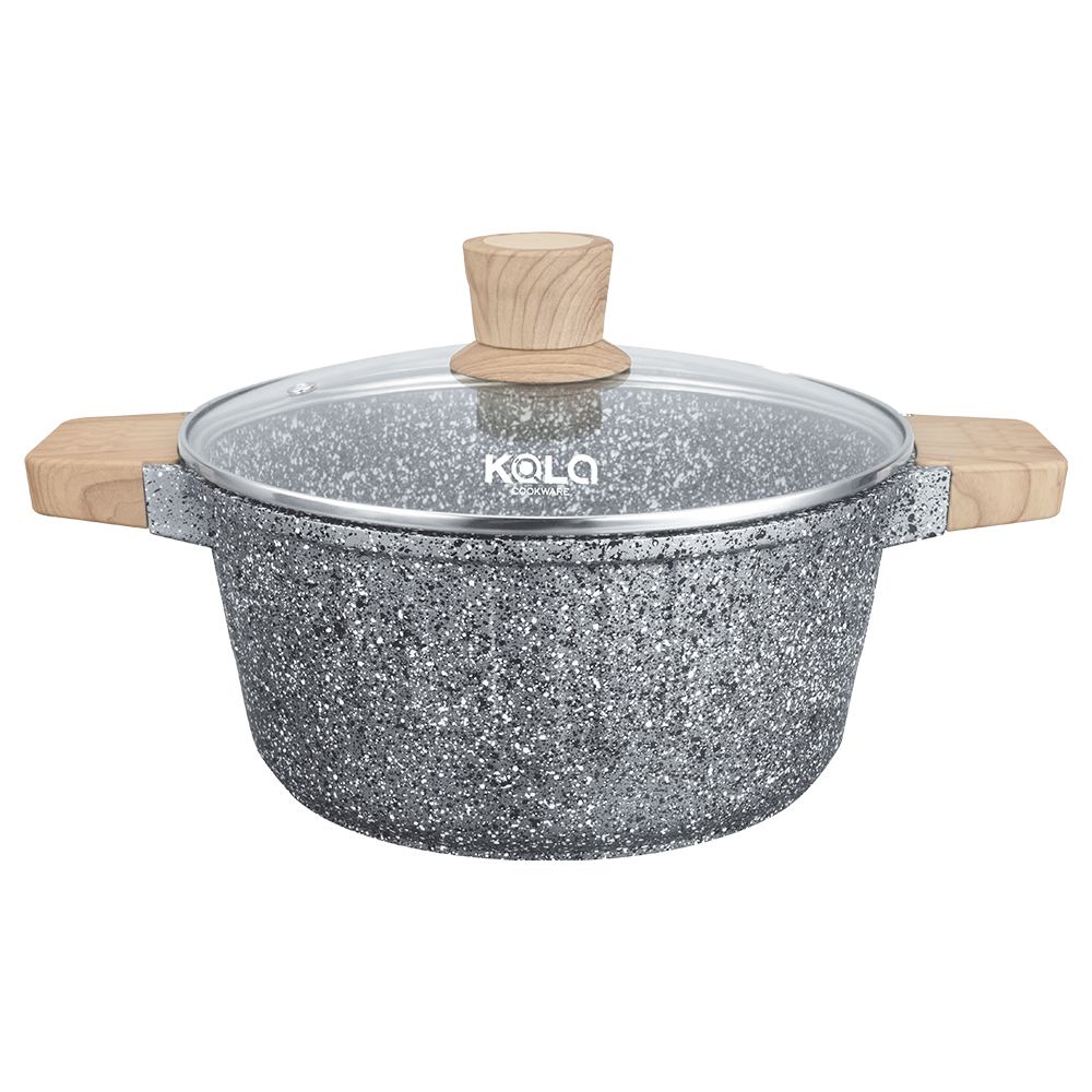 KALA covered  Casserole wooden handles&knob Red/Grey