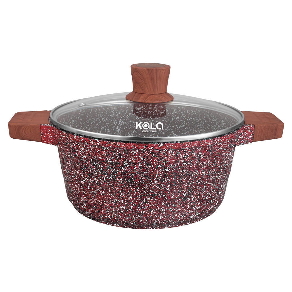 KALA covered  Casserole wooden handles&knob Red/Grey