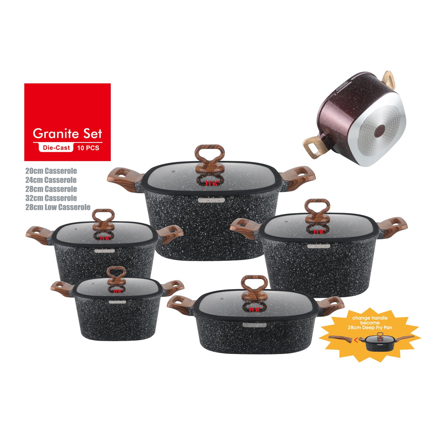 KALA 10pcs pot set-casserole-shallow casserole Induction bottom