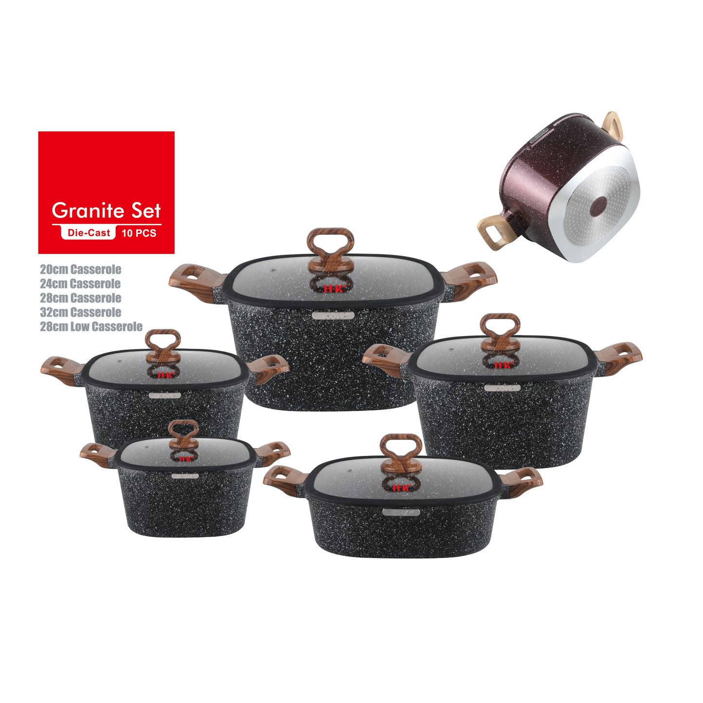 KALA 10pcs pot set-casserole-shallow casserole Induction bottom
