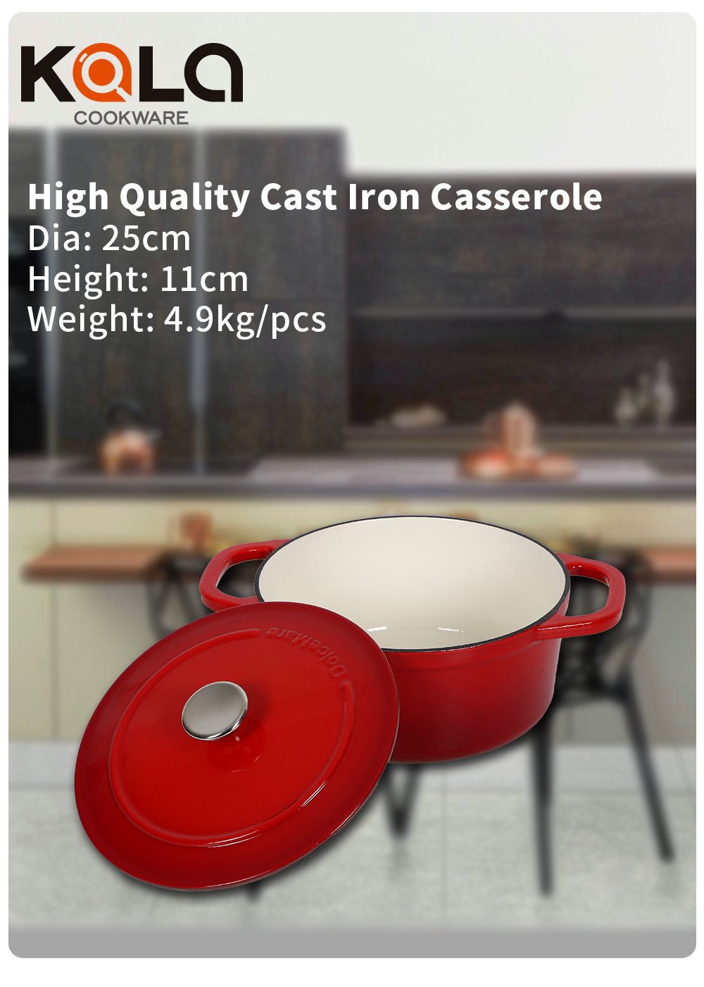 25*11cm red cast iron pot