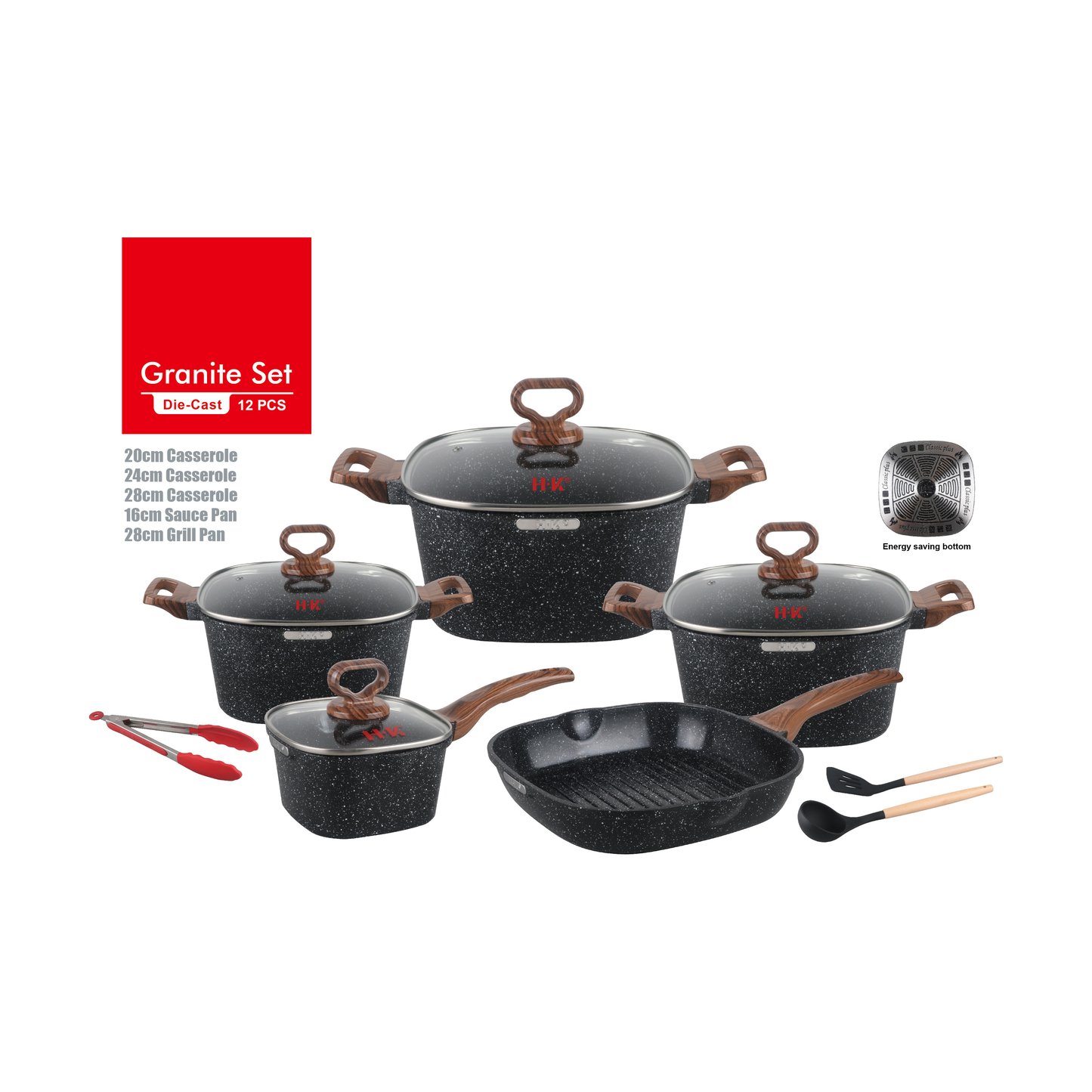 KALA 10pcs pot set-casserole/milk pan/grill fry pan