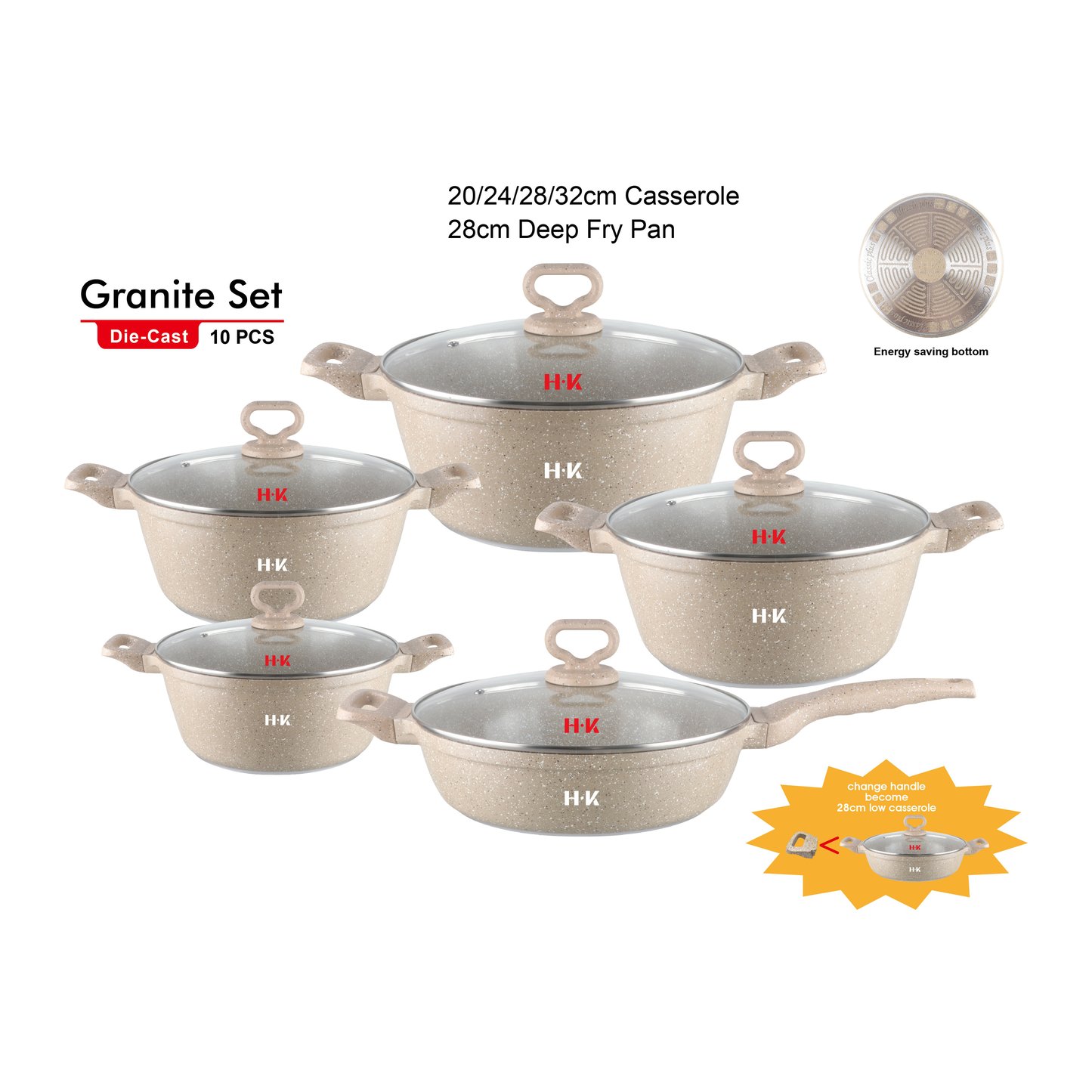 KALA 10pcs pot set-casserole/deep fry pan