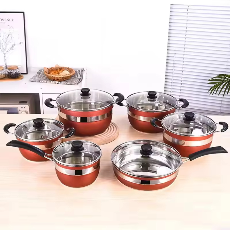 6-Piece Stainless Steel Cookware Set with Glass Lids