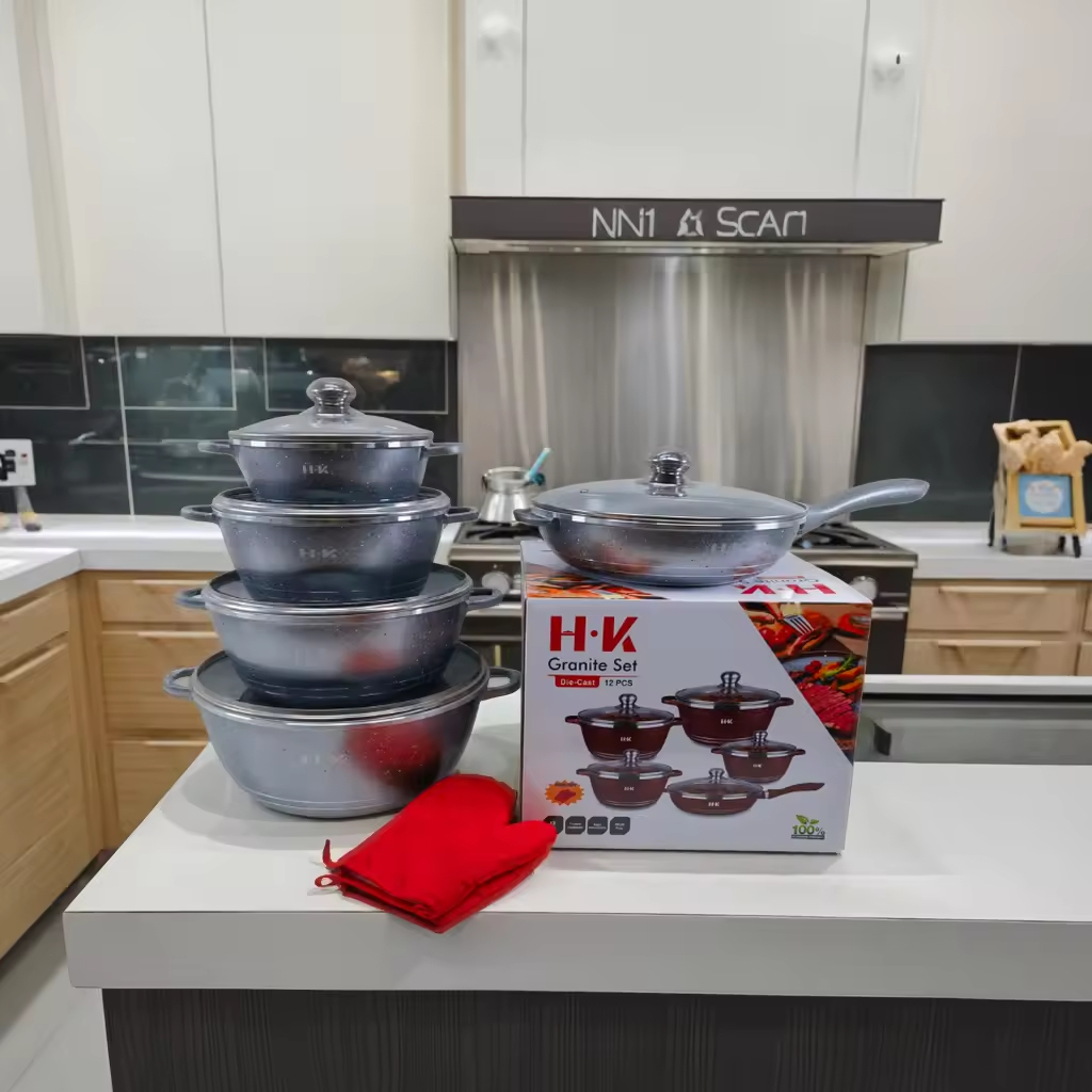 12pcs Cast Aluminium Cookware Set with Marble Coating