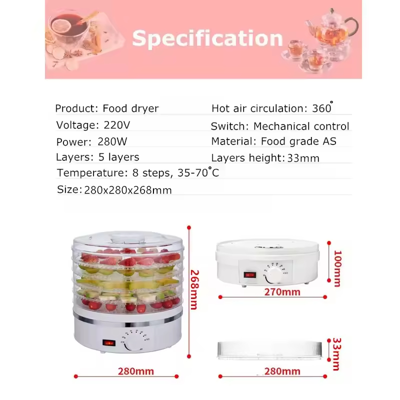 5-Layer Food Dehydrator with Adjustable Temperature