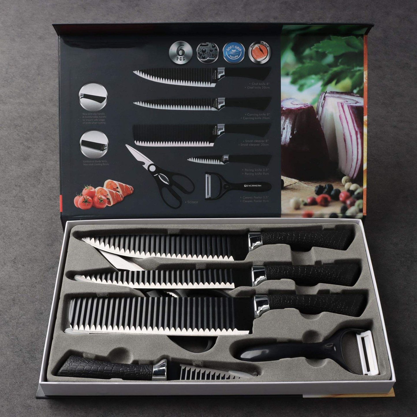6pcs black knife sets