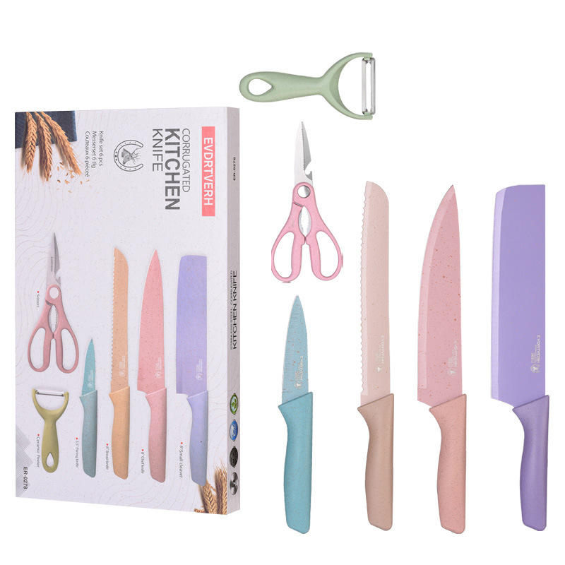 0.8mm thick colourful mini 6-piece knife set