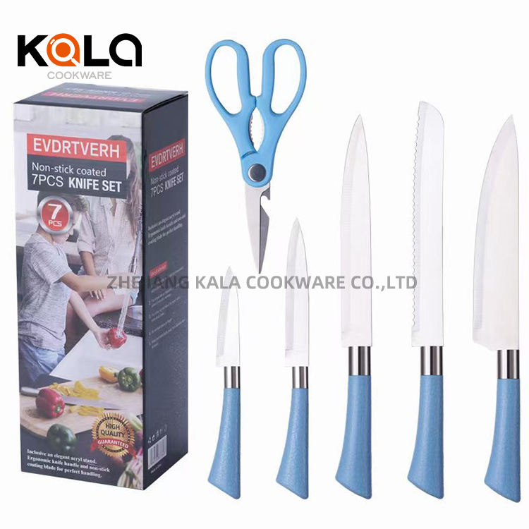 7pcs knife sets with 5pcs knife+1pcs scissors+1pcs bucket