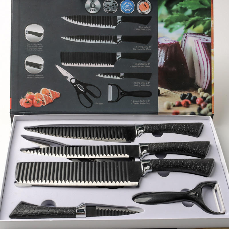 6pcs black knife sets