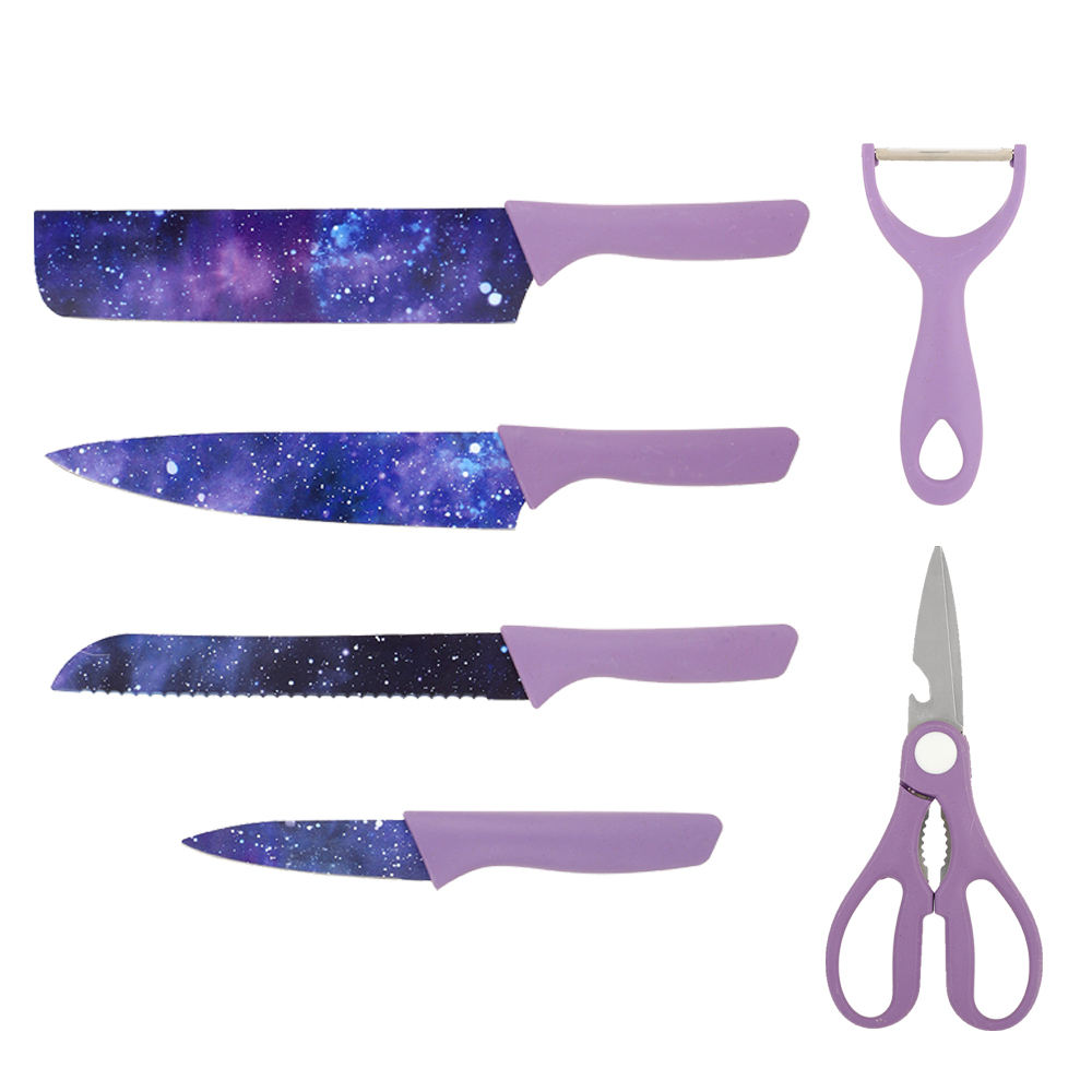 Starry sky printed mini 6-piece knife set
