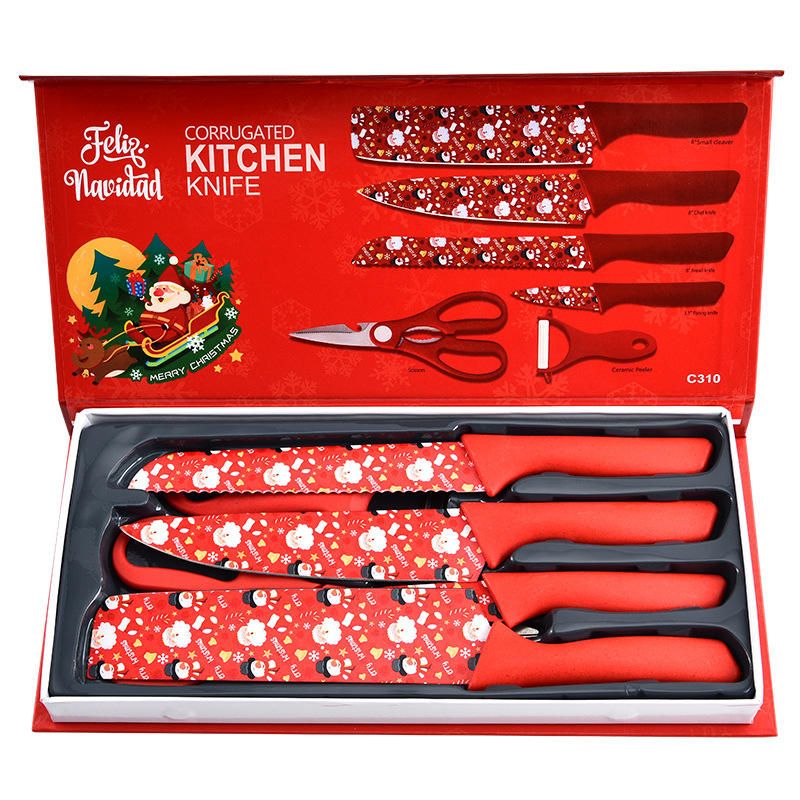 Hand-made box 6-piece kitchen knife set