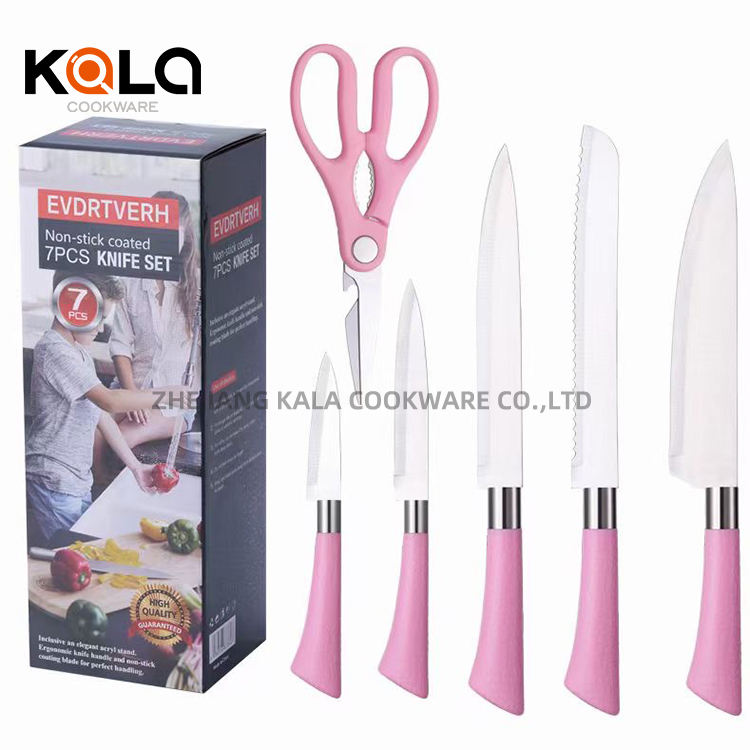 7pcs knife sets with 5pcs knife+1pcs scissors+1pcs bucket