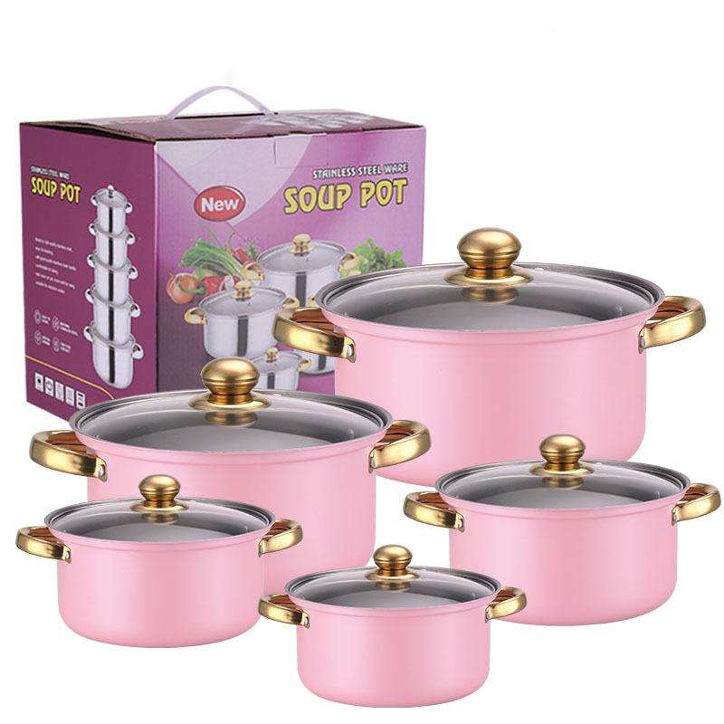 10pcs stainless steel cookware set - 16-18-20-22-24CM