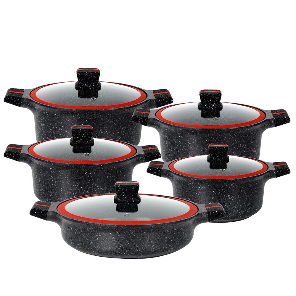 10pcs cookware set with silicon glass lids