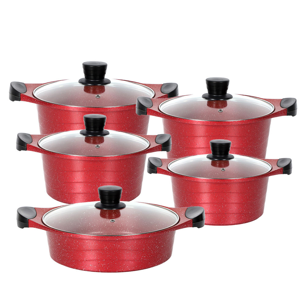 10pcs 28cm shallow casserole with wooden color handles and knob