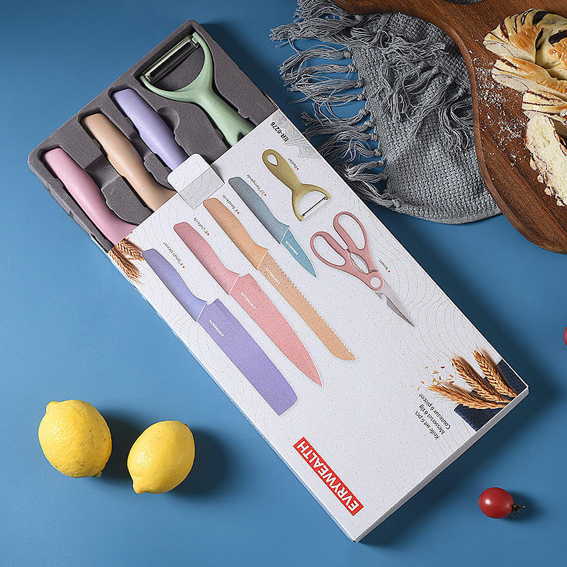 0.8mm thick colourful mini 6-piece knife set