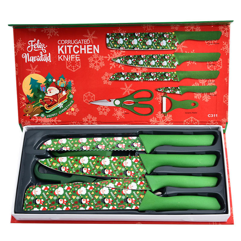 Hand-made box 6-piece kitchen knife set