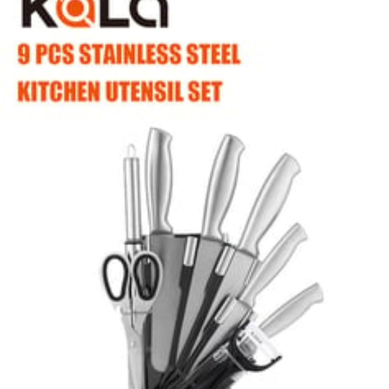 Fat handle 9-piece set with rotary knife block