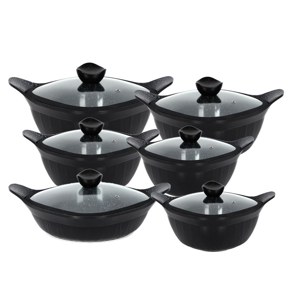 12PCS pot set with silicon glass lid and fire bottom