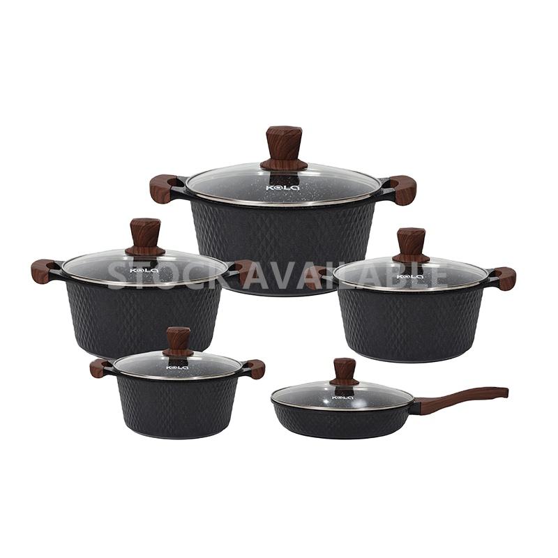 KALA 20-24-28-32cm covered casserole with wooden handles & knob