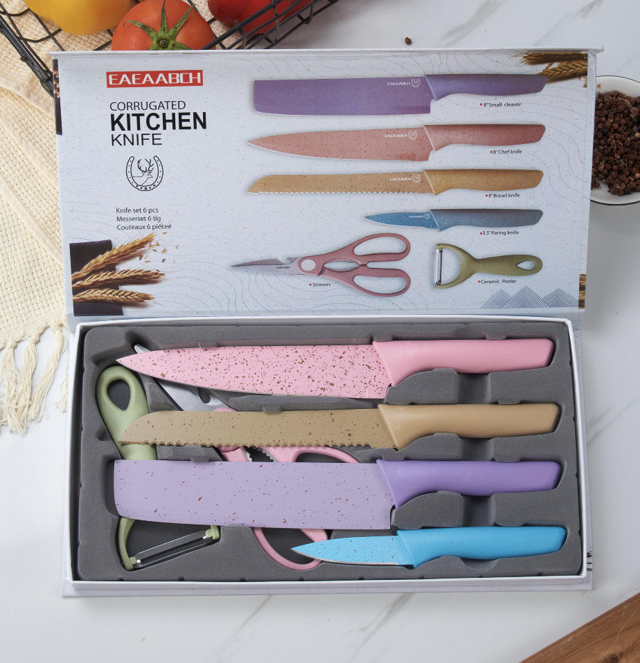 0.8mm thick colourful mini 6-piece knife set