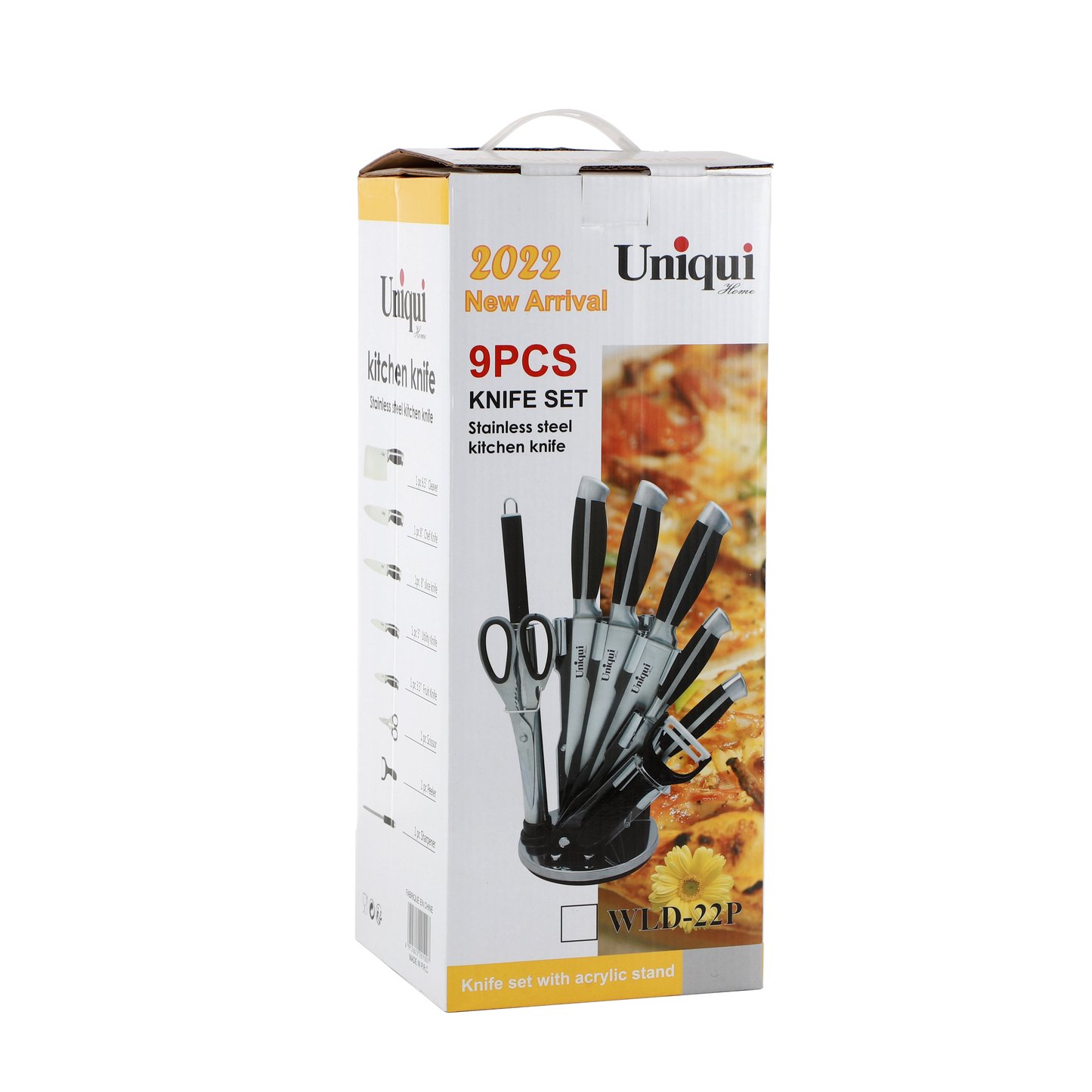 Fat handle 9-piece set with rotary knife block