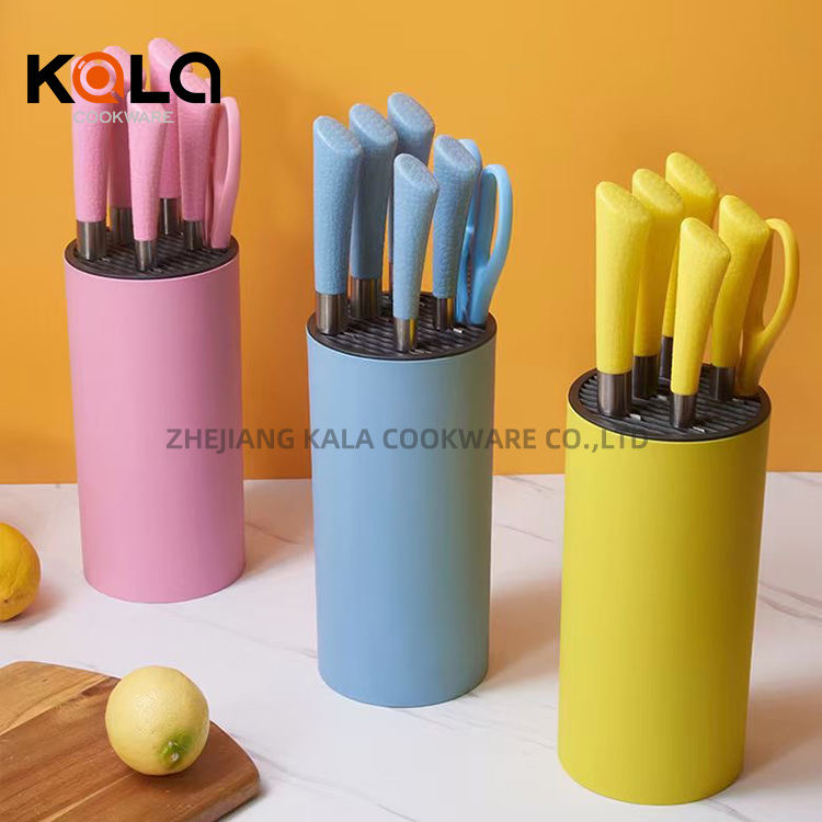 7pcs knife sets with 5pcs knife+1pcs scissors+1pcs bucket