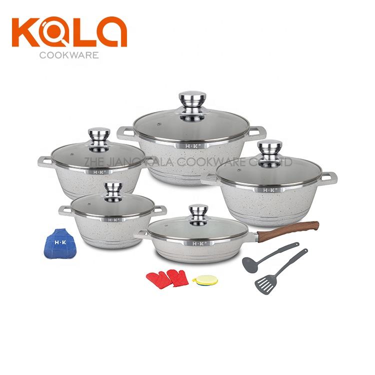 16pcs pot set with 20-24-28-32cm casserole/ 28cm deep fry pan+6pcs kitchen tools