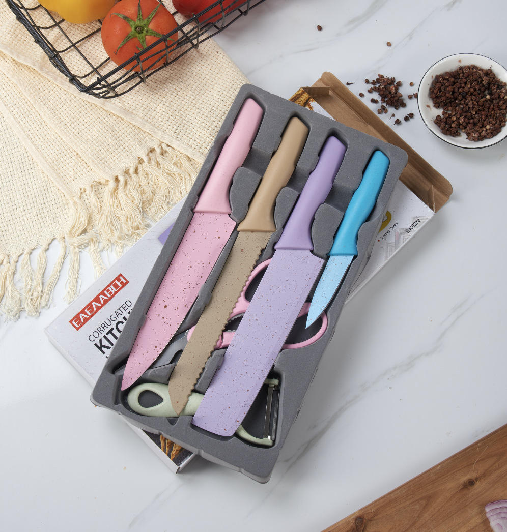 0.8mm thick colourful mini 6-piece knife set