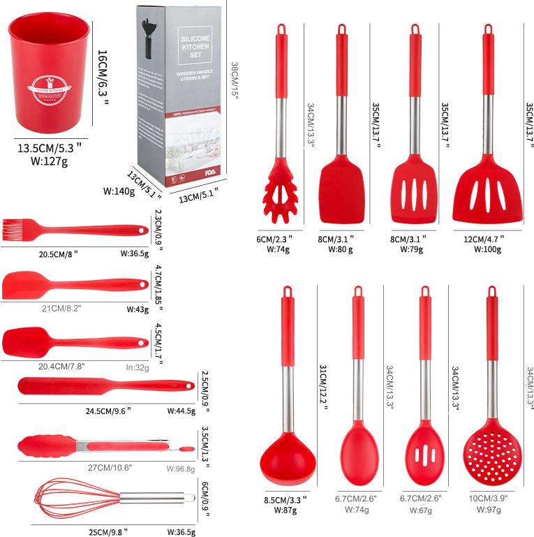 15pcs silicon utensils set