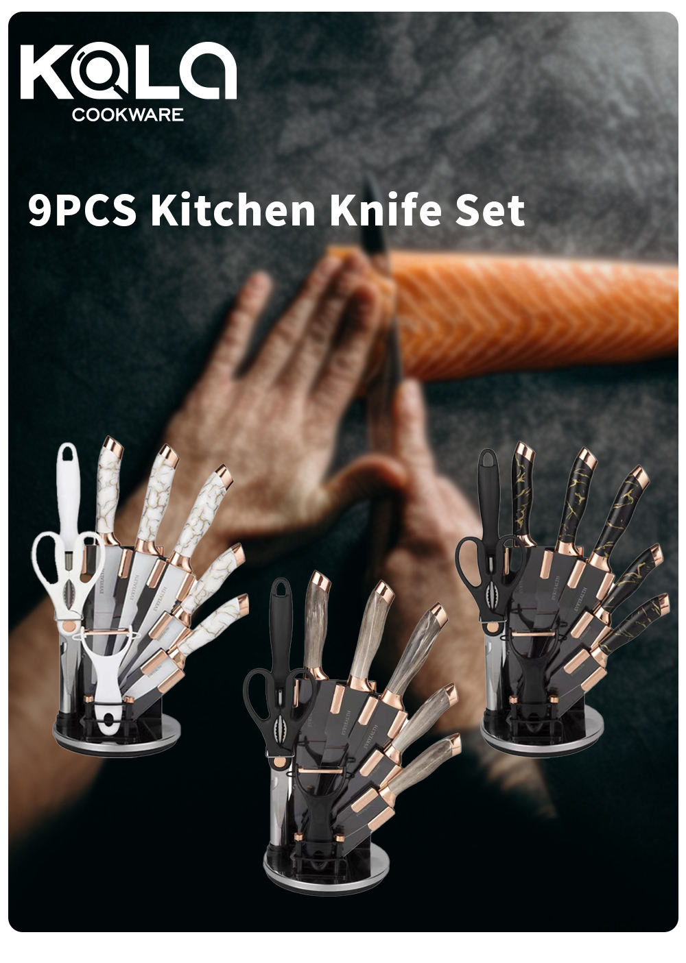 9pcs stainless kitchen knife set