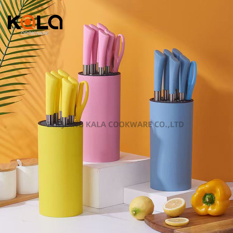 7pcs knife sets with 5pcs knife+1pcs scissors+1pcs bucket