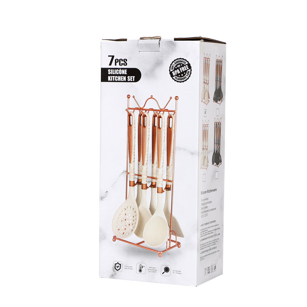 Diamond handle iron frame 6-piece silicone cooking utensil set