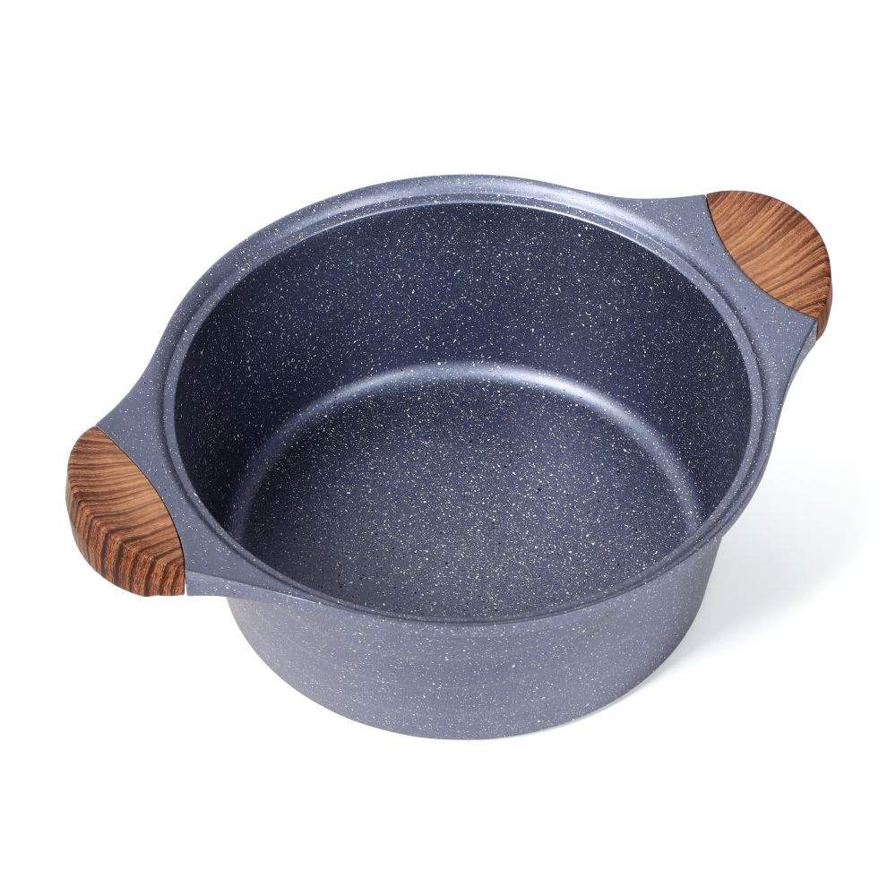 10pcs 28cm shallow casserole with wooden color handles and knob