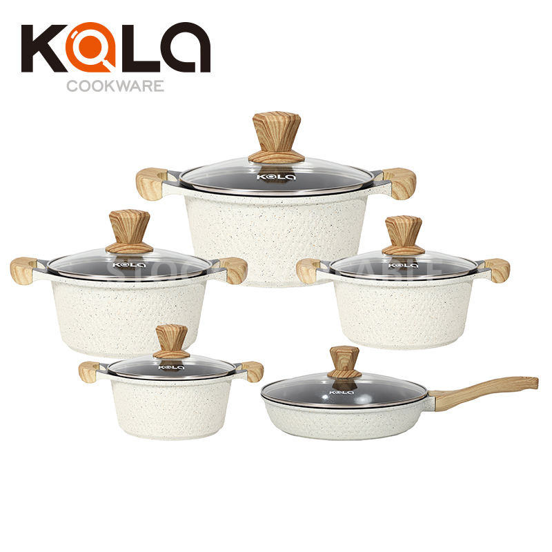 KALA 20-24-28-32cm covered casserole with wooden handles & knob