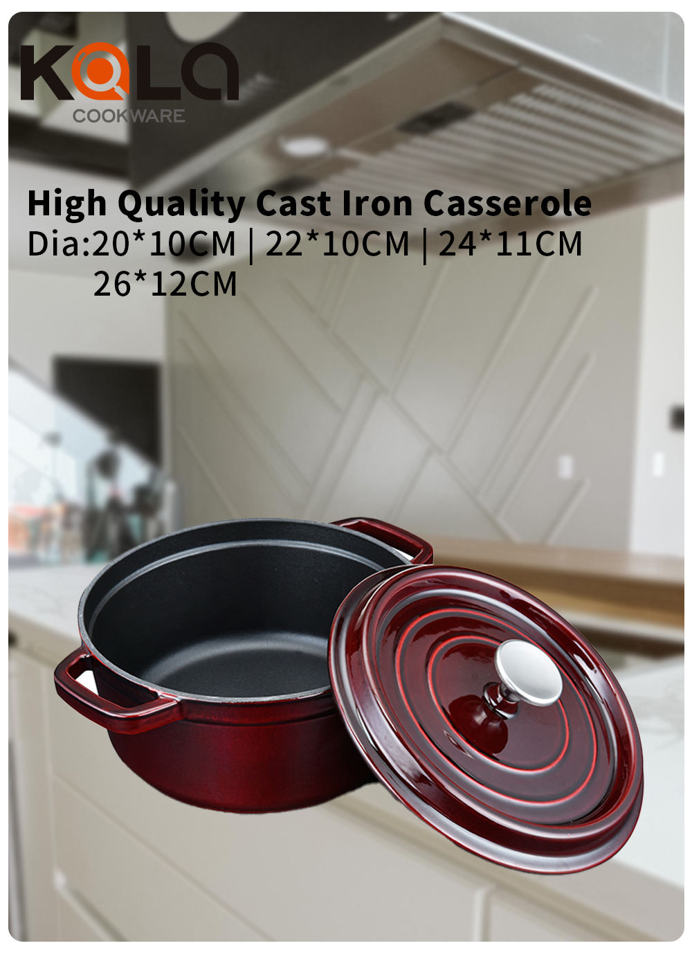 26*12cm 5.1L cast iron pot