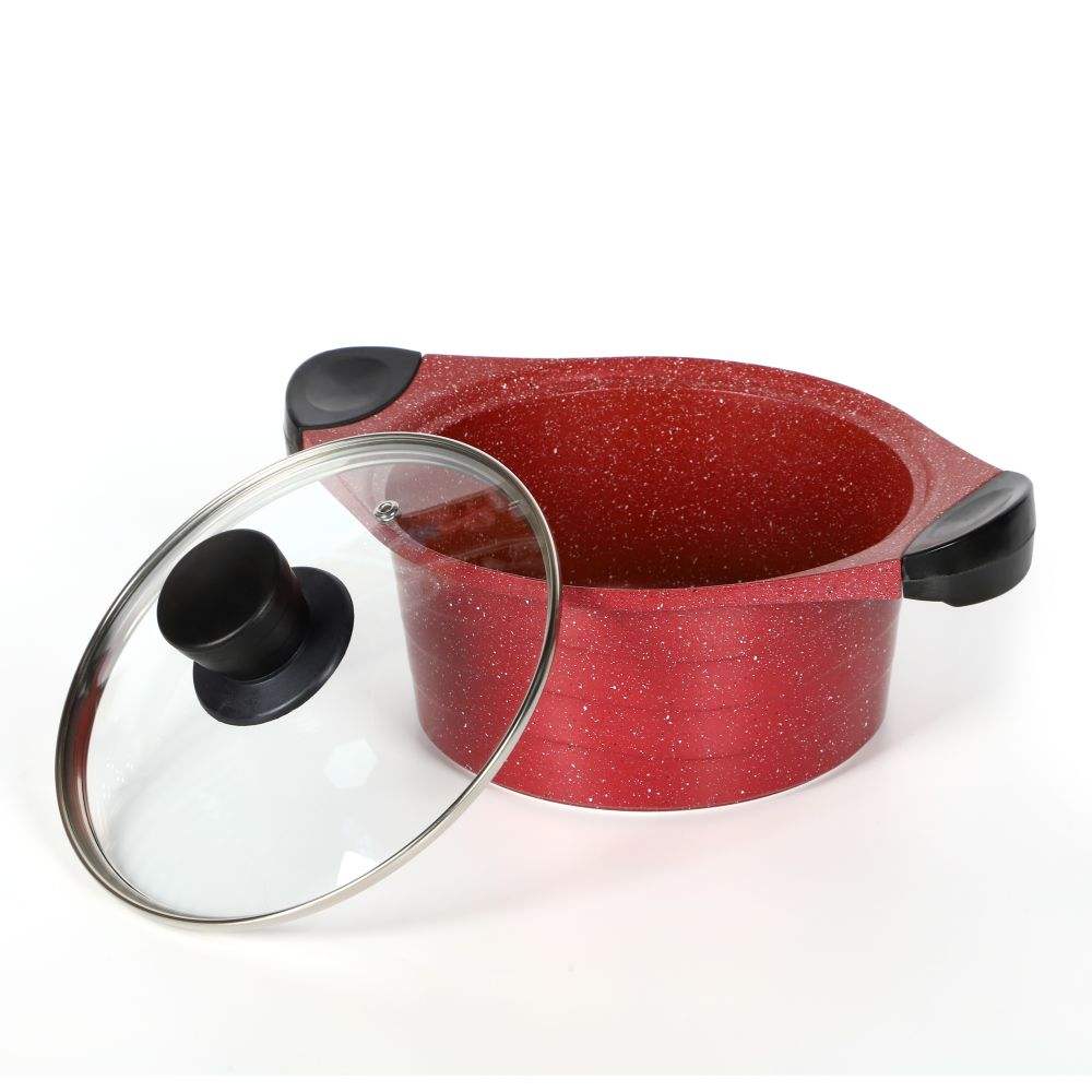 10pcs 28cm shallow casserole with wooden color handles and knob