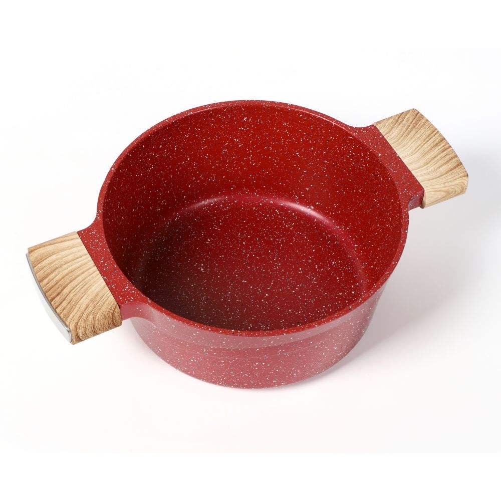 10pcs 28cm shallow casserole with wooden color handles and knob