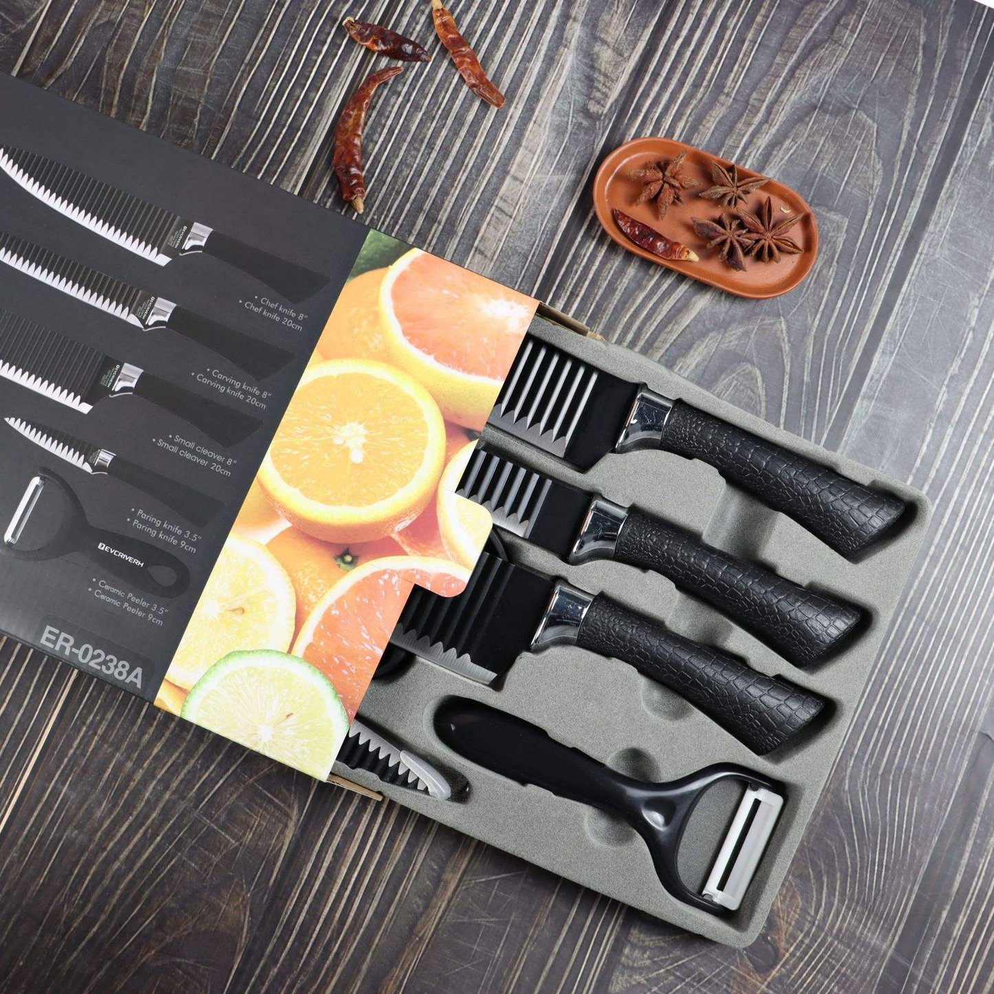 6pcs black knife sets