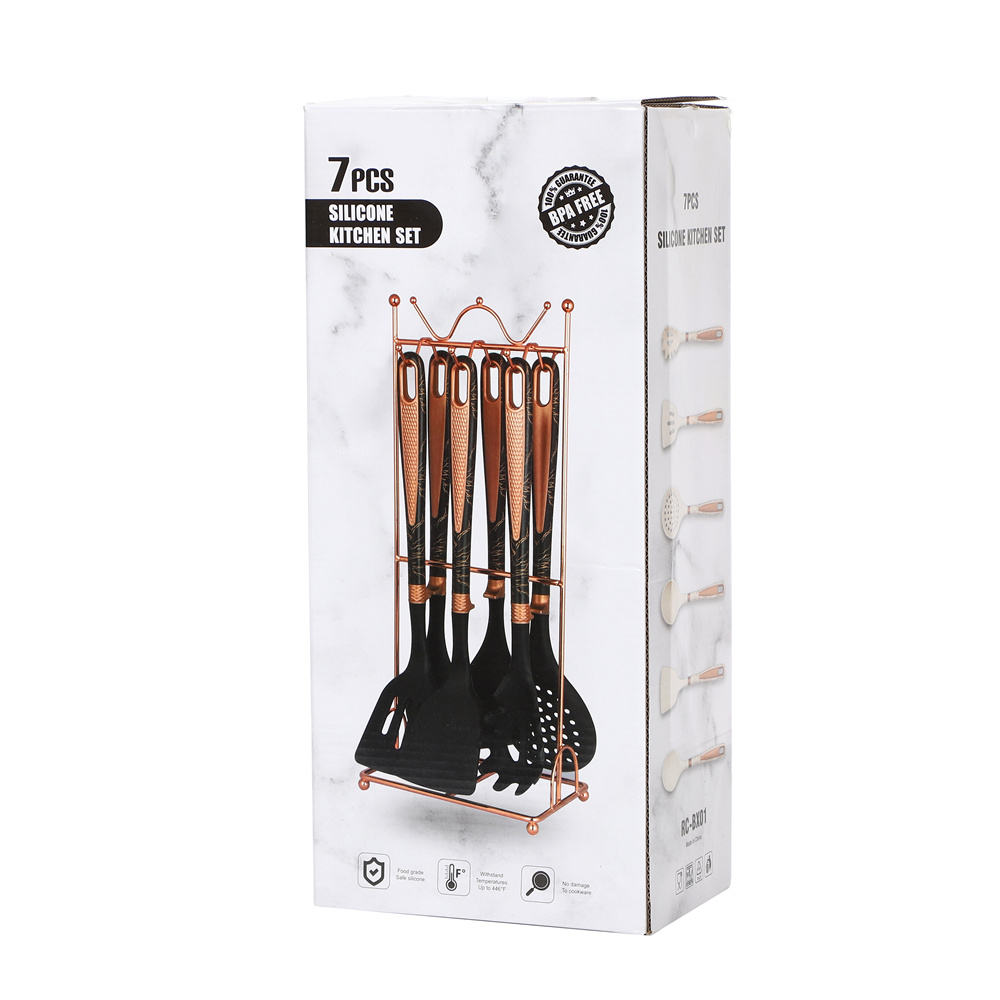 Diamond handle iron frame 6-piece silicone cooking utensil set