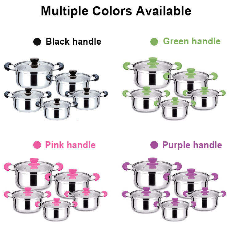 10pcs stainless steel cookware set - 16-18-20-22-24CM