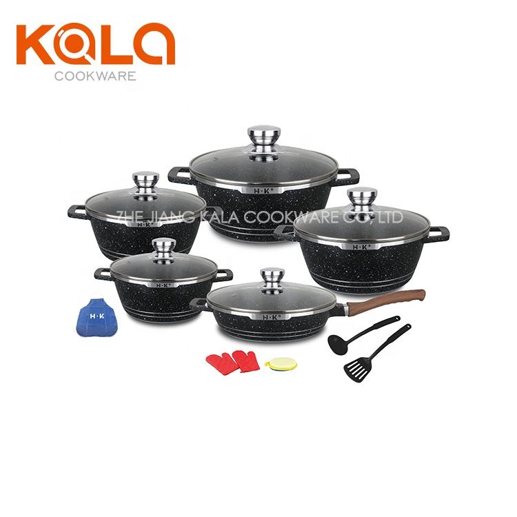 16pcs pot set with 20-24-28-32cm casserole/ 28cm deep fry pan+6pcs kitchen tools