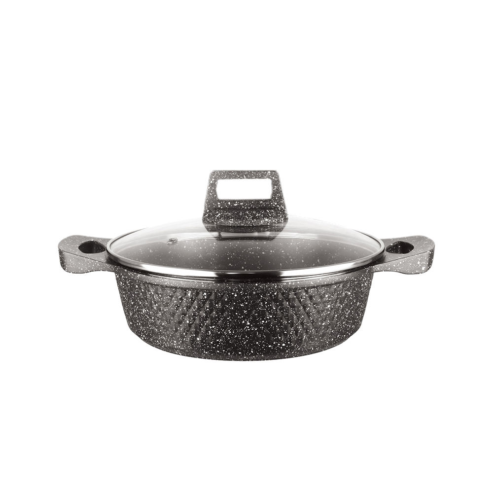 20-24-28-32cm shallow casserole with glass lid