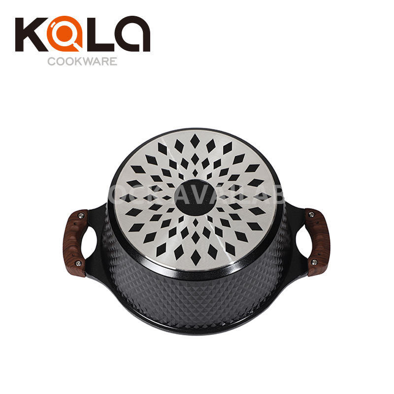 KALA 20-24-28-32cm covered casserole with wooden handles & knob