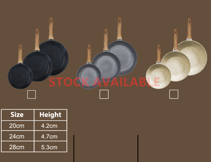 KALA 3PCS/SET 20-24-28cm fry pan
