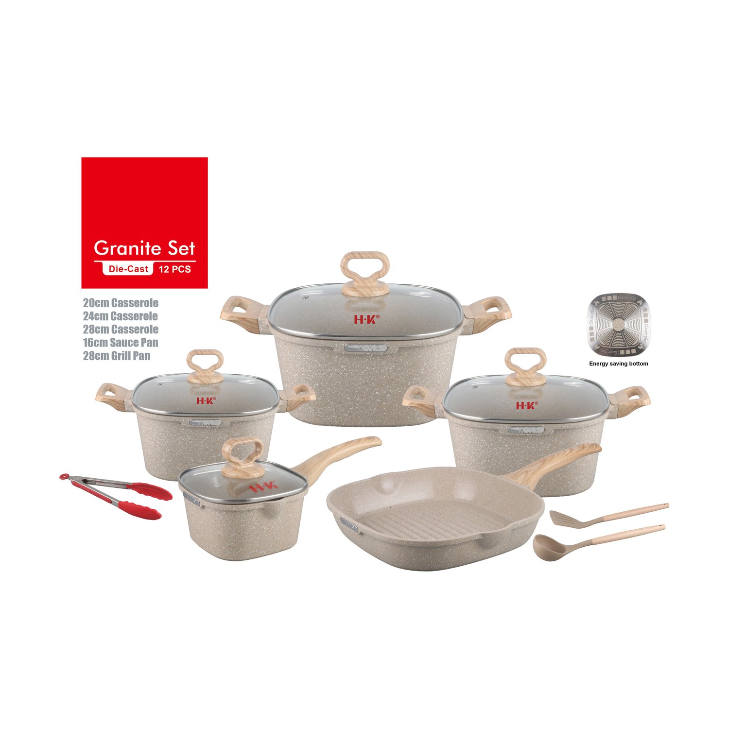 KALA 10pcs pot set-casserole/milk pan/grill fry pan